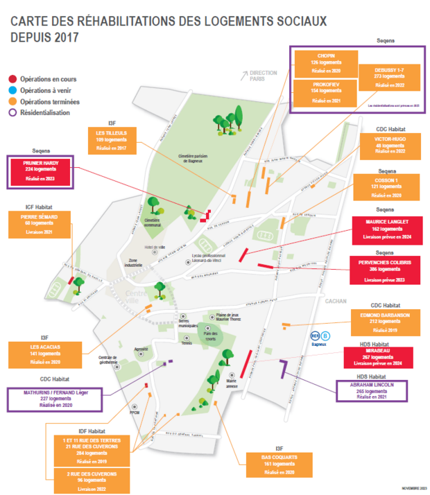 Carte des réhabilitations sur Bagneux
