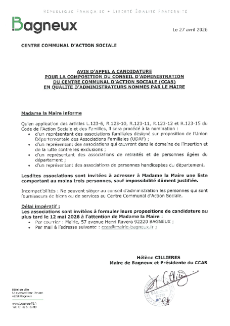 Avis d'appel à candidature 