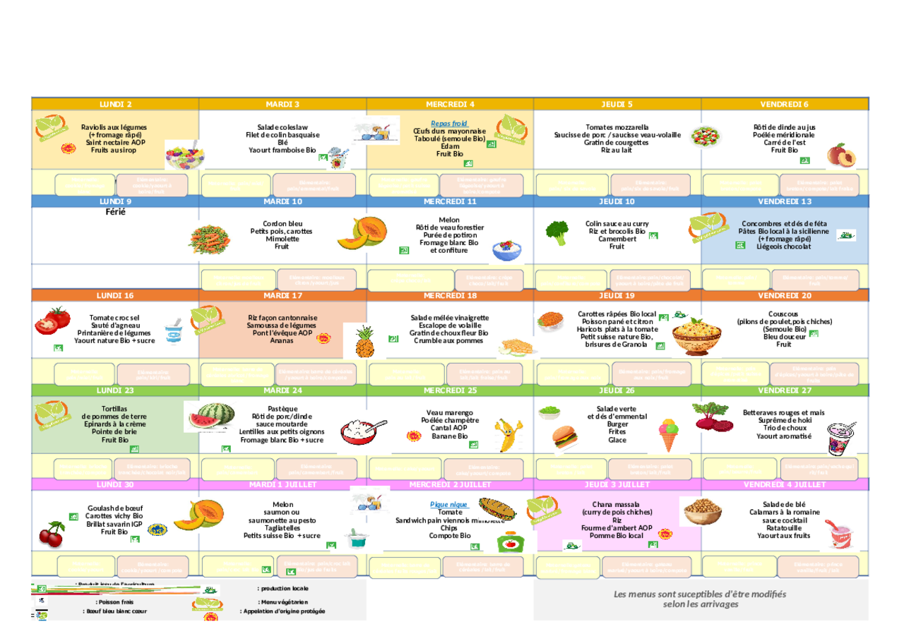 menus de juin 2025